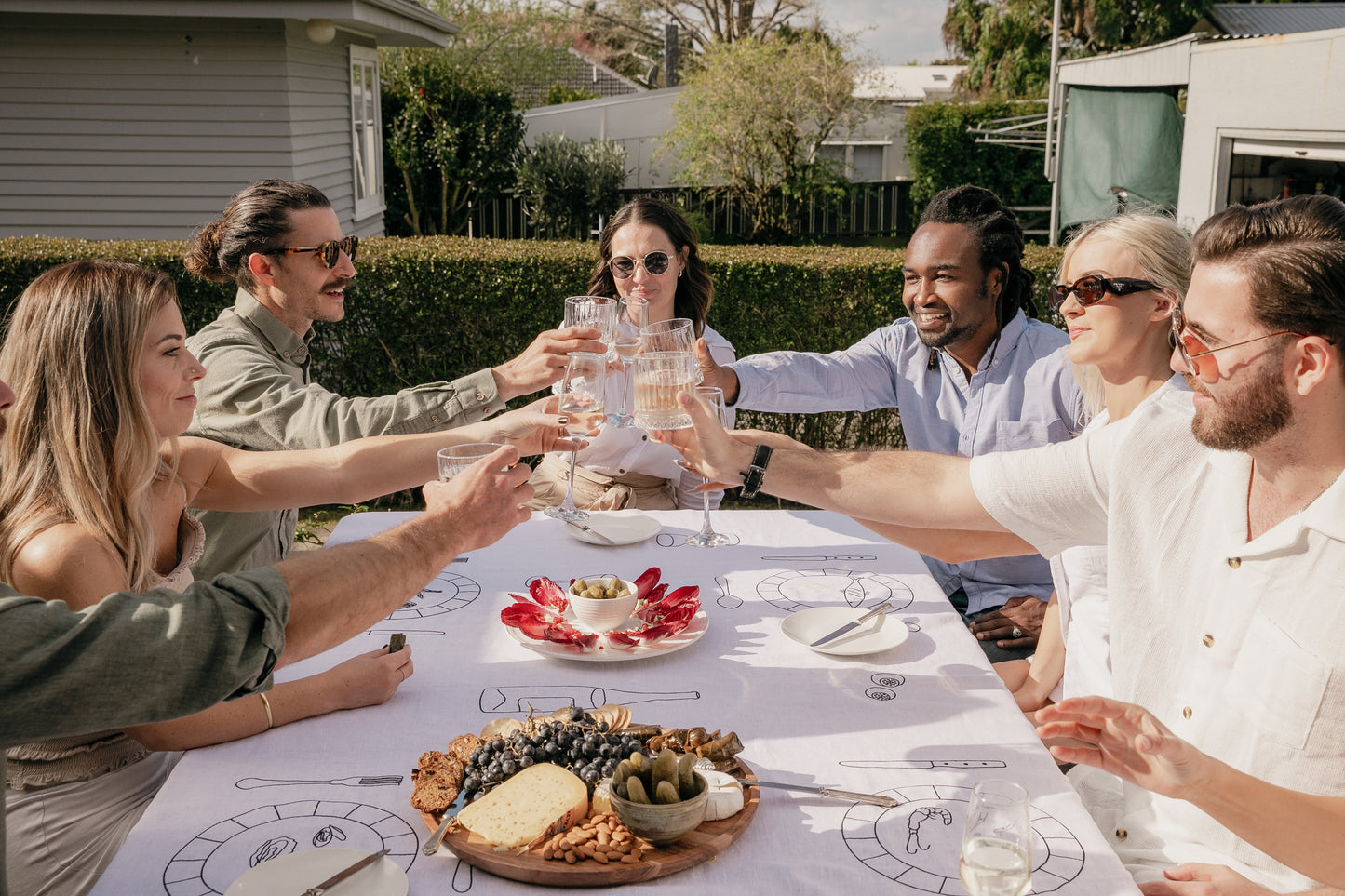 HIRE - White Soirée 100% Linen Embroidered Tablecloth