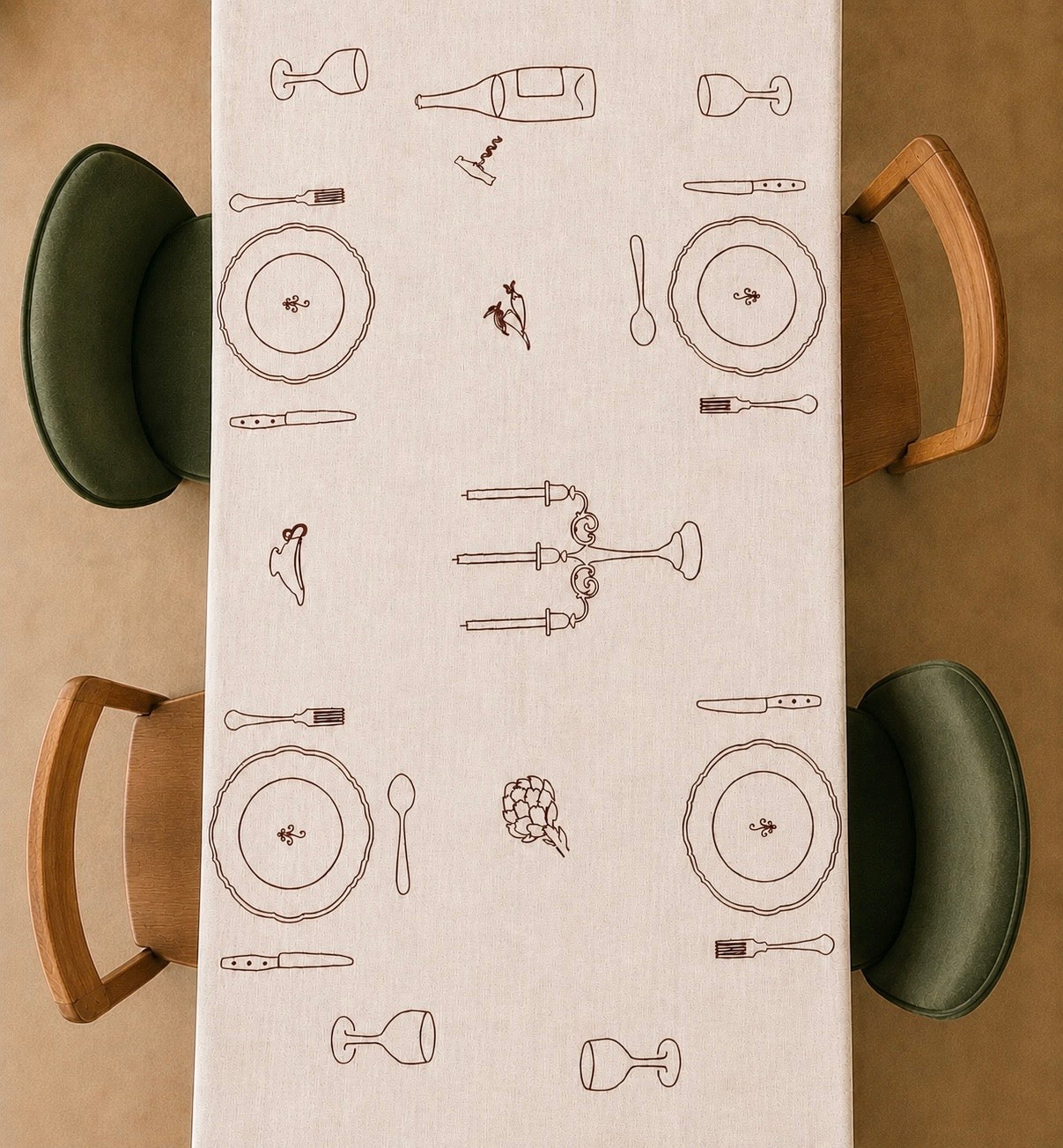 Heirloom beige 100% Linen Tablecloth