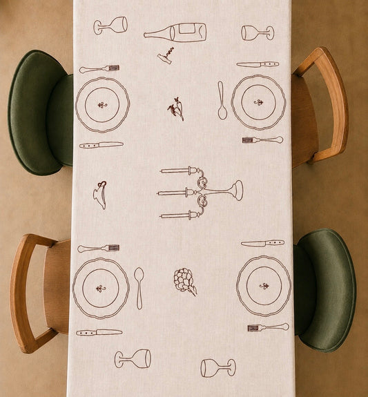 Heirloom beige 100% Linen Tablecloth
