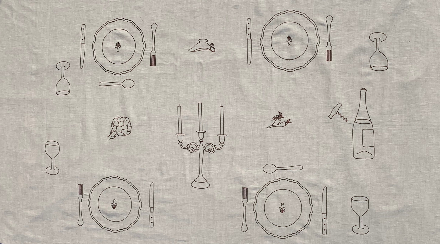 Heirloom beige 100% Linen Tablecloth